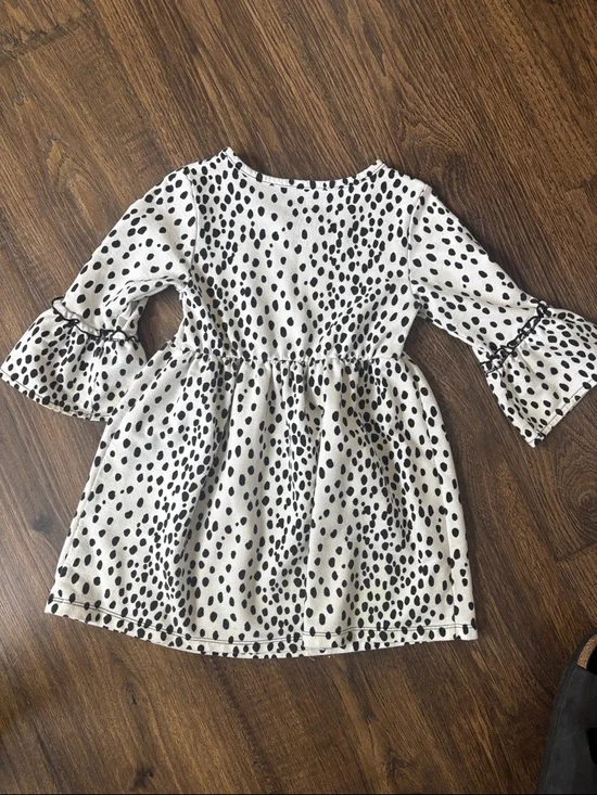 healthtex Cream Dress with Black Spot Print and Ruffle Sleeves - Picture 5 of 5
